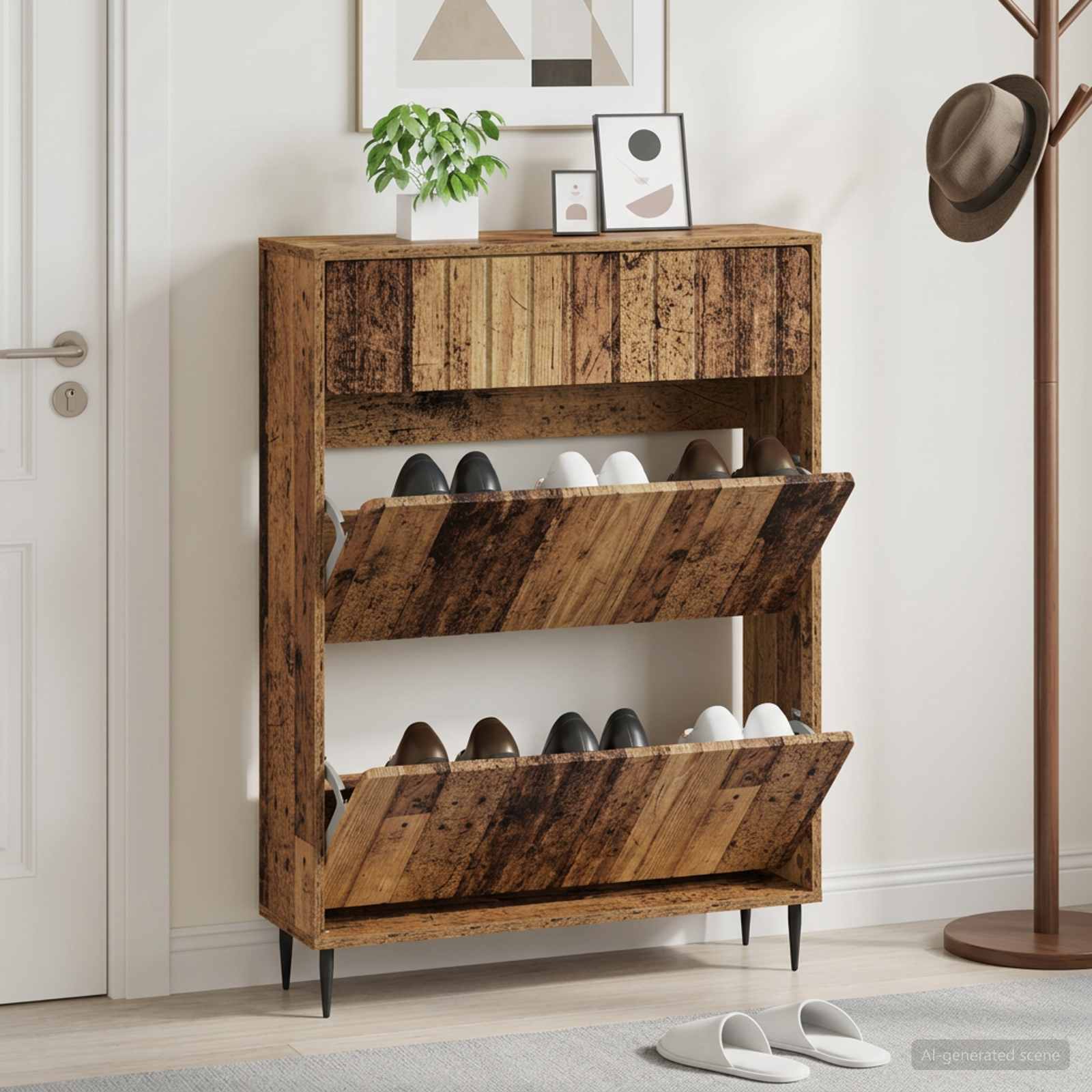 vidaXL Shoe Cabinet ZWOLLE 78 x 24 x 103 cm Engineered Wood Old Wood 1