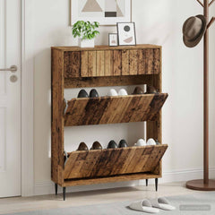 vidaXL Shoe Cabinet ZWOLLE 78 x 24 x 103 cm Engineered Wood Old Wood 1