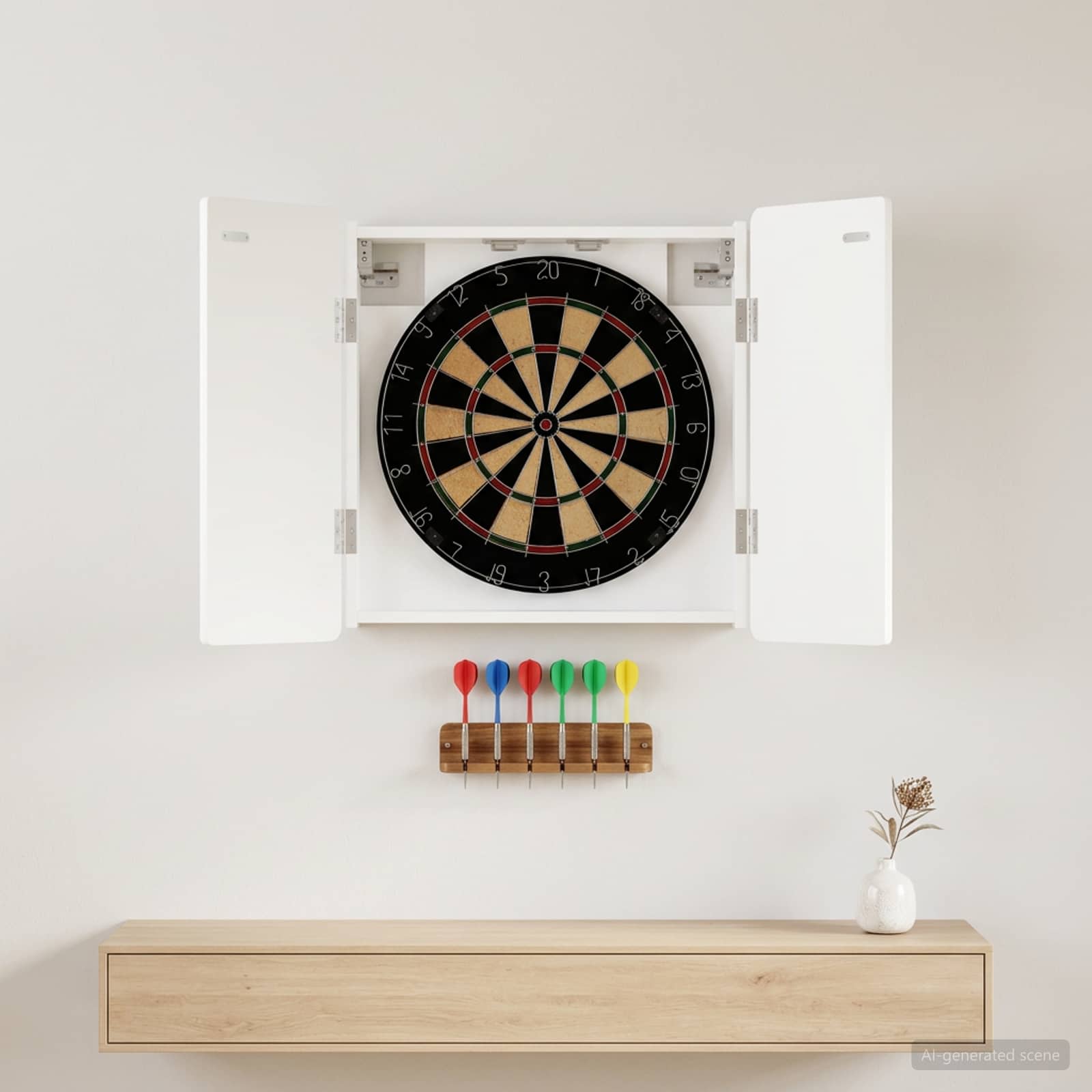 vidaXL Dartboard Cabinet ZWOLLE White 52.5 x 10.5 x 57.5 cm 1