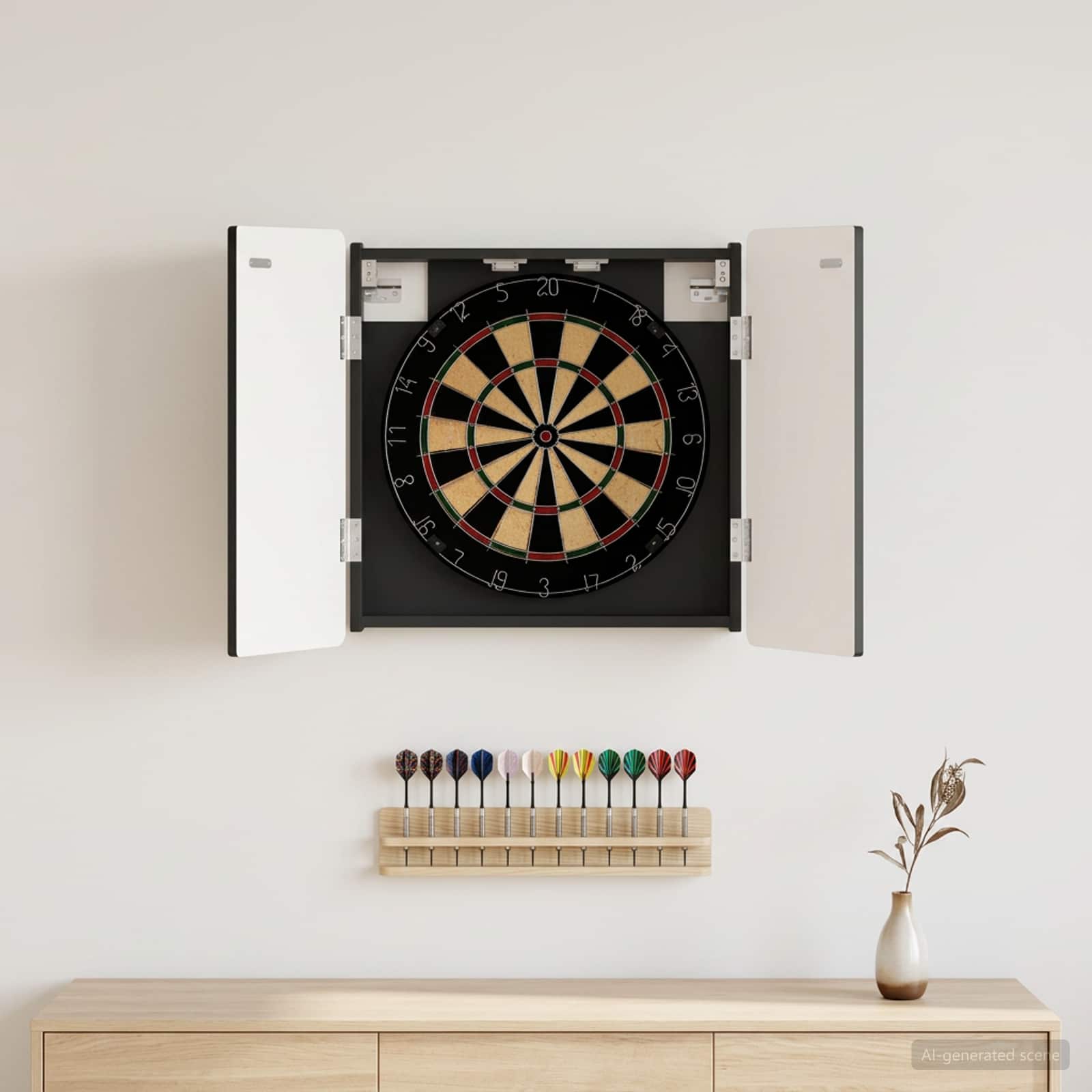 vidaXL Dartboard Cabinet ZWOLLE Black 52.5 x 10.5 x 57.5 cm 1