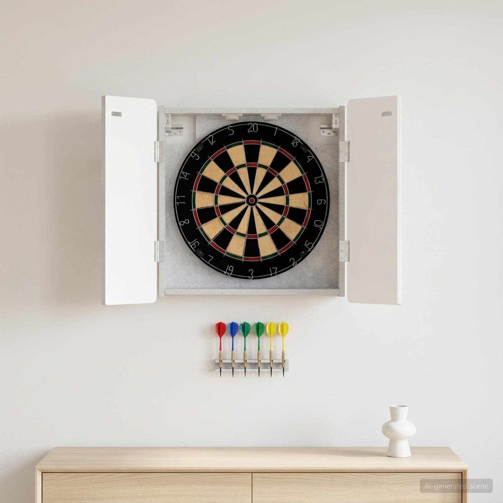 vidaXL Dartboard Cabinet ZWOLLE Concrete Grey 52.5 x 10.5 x 57.5 cm 1
