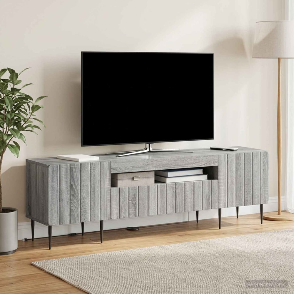 LED TV Cabinet ZWOLLE 153 x 35 x 43 cm Grey sonoma