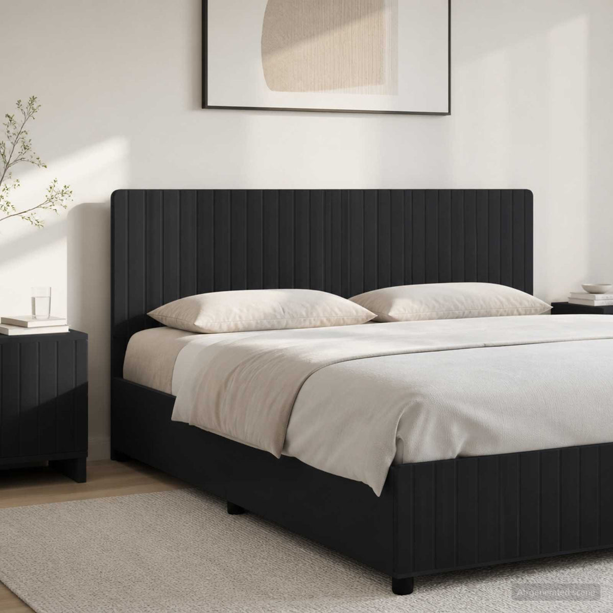 Wall-Mounted Headboard ZWOLLE Engineered Wood Width 200 cm Black
