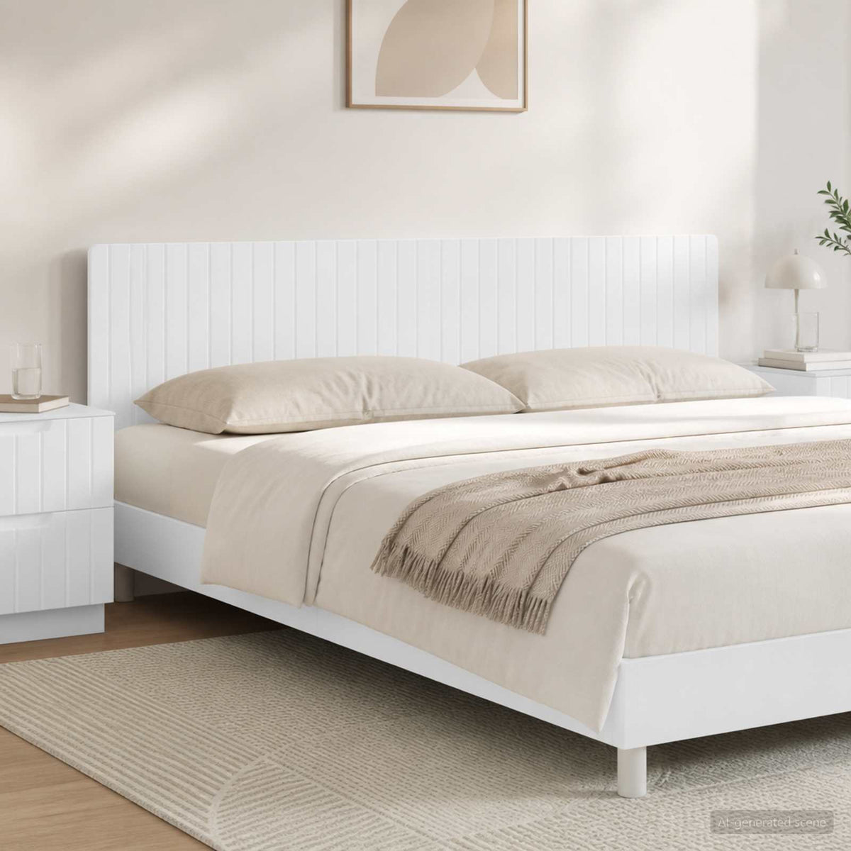 Wall-Mounted Headboard ZWOLLE Engineered Wood Width 200 cm High gloss white