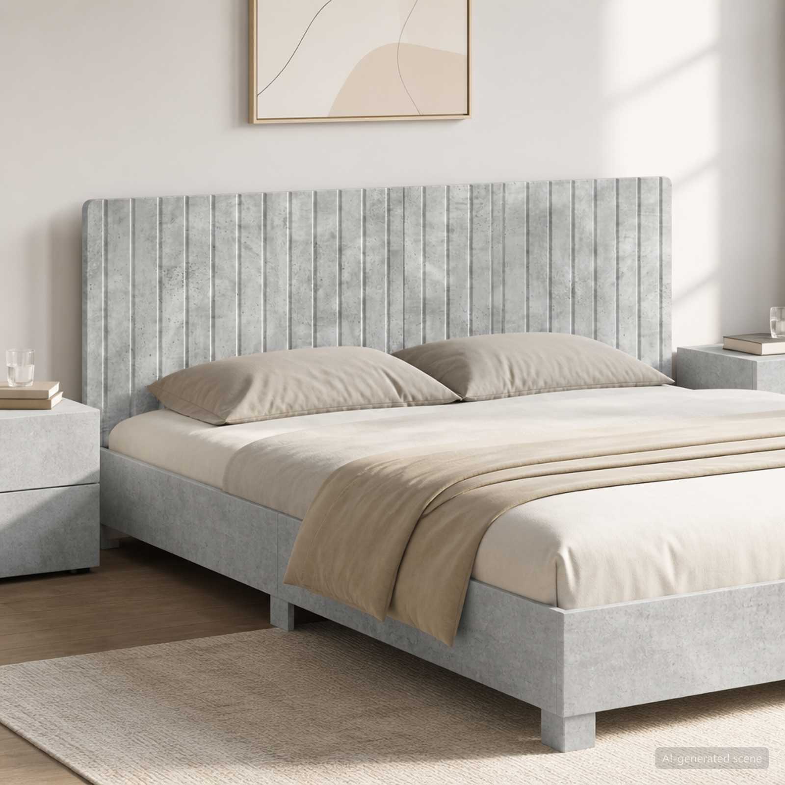 vidaXL Wall-Mounted Headboard ZWOLLE Concrete Grey Engineered Wood 1