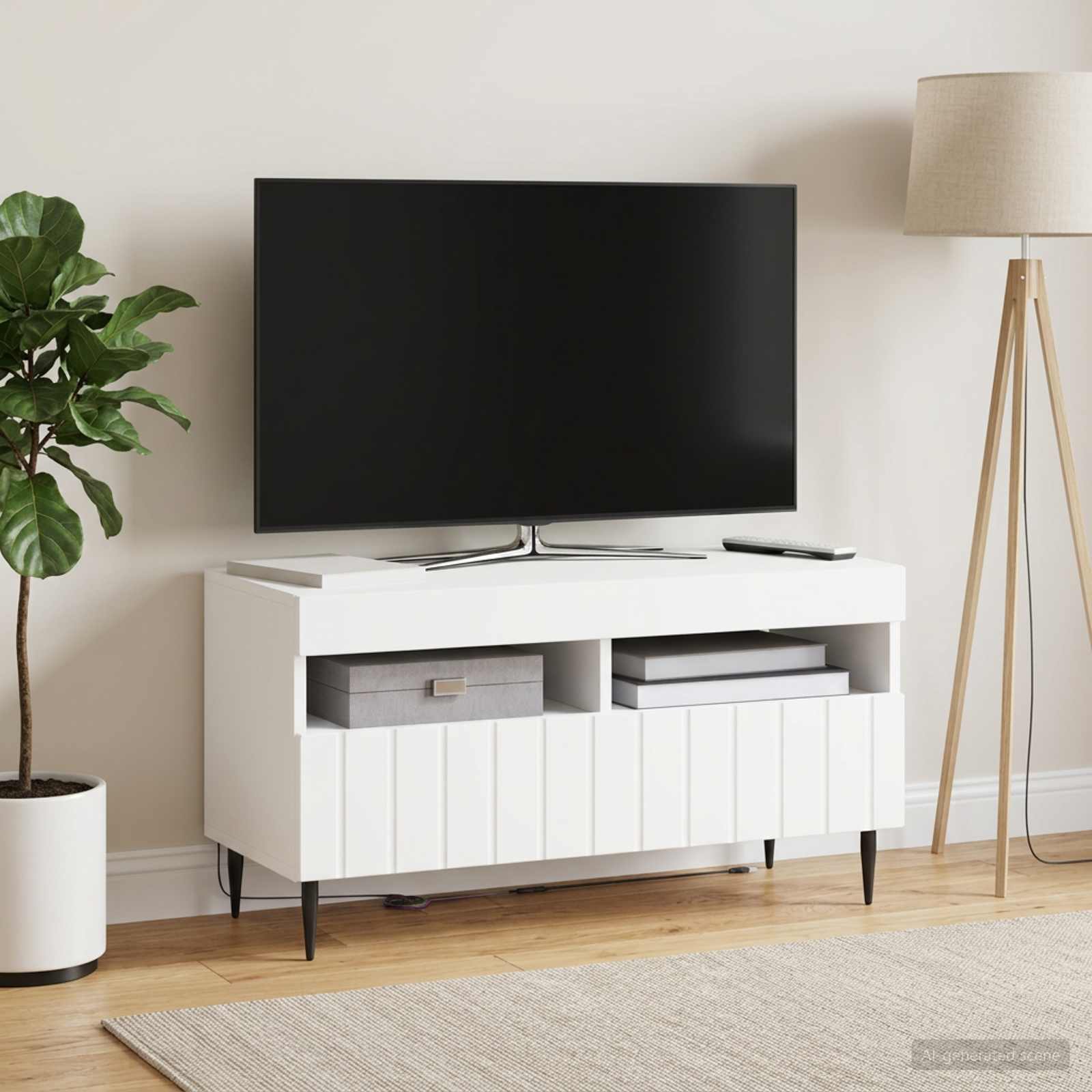 vidaXL LED TV Cabinet White Engineered Wood 4