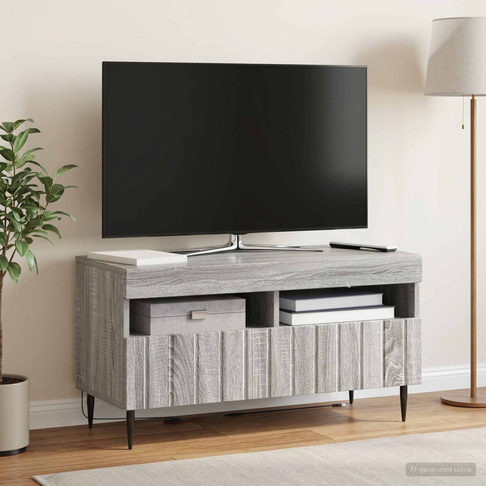 vidaXL LED TV Cabinet Grey Sonoma Engineered Wood 1