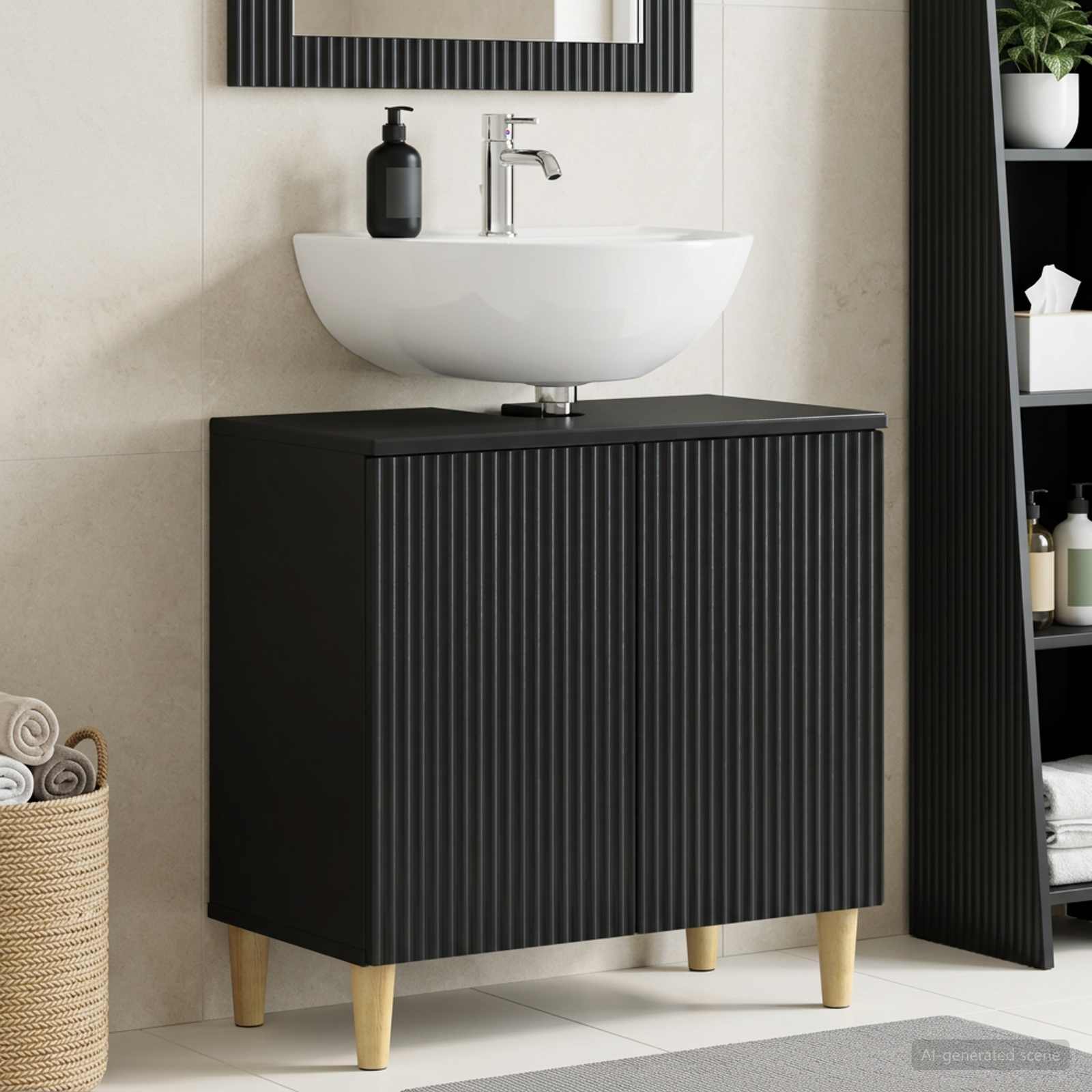 vidaXL Bathroom Sink Cabinet ARNHEM Black 59.5 x 31.5x 59 cm 1