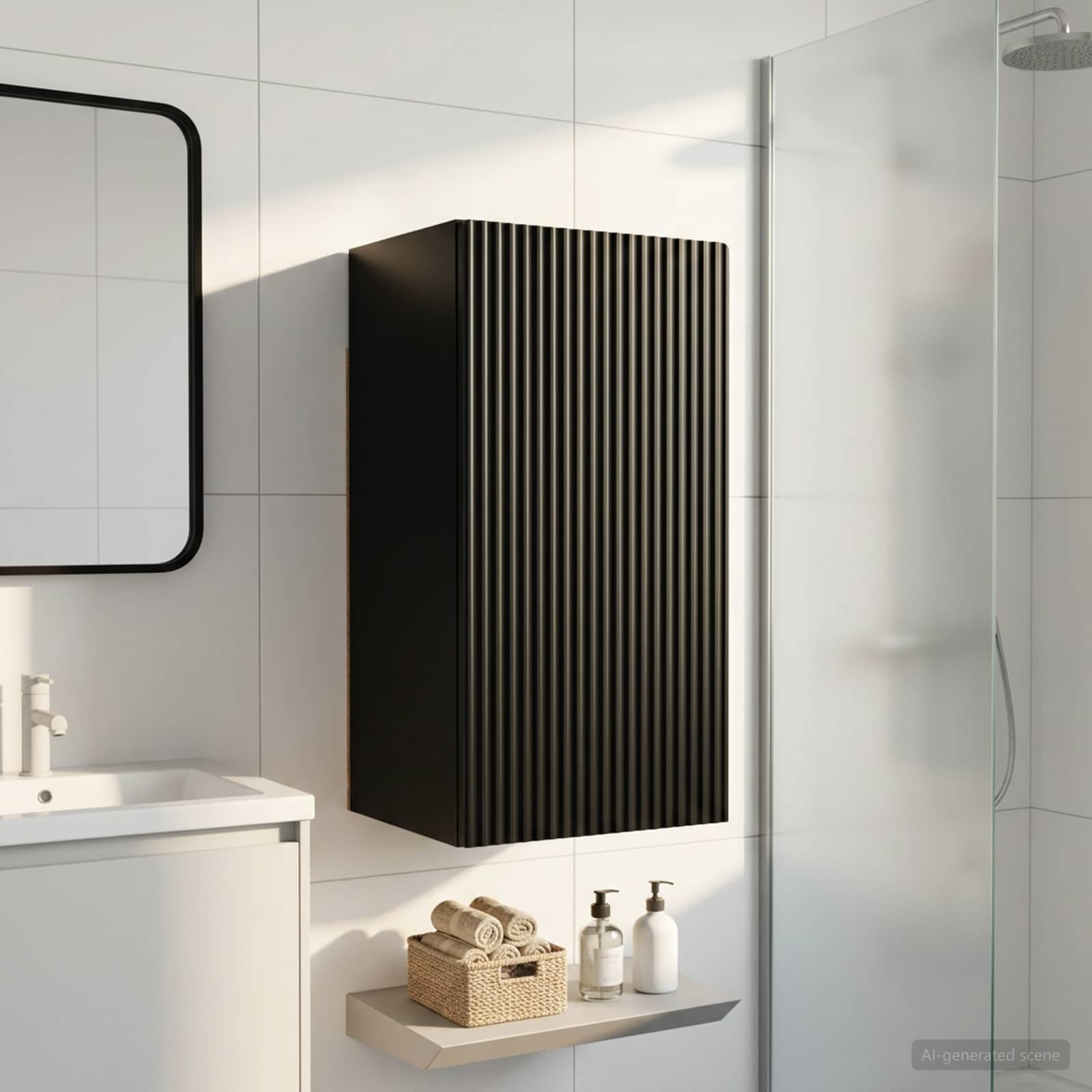 vidaXL Bathroom Wall Cabinet ARNHEM Black 30 x 31 x 59 cm 1