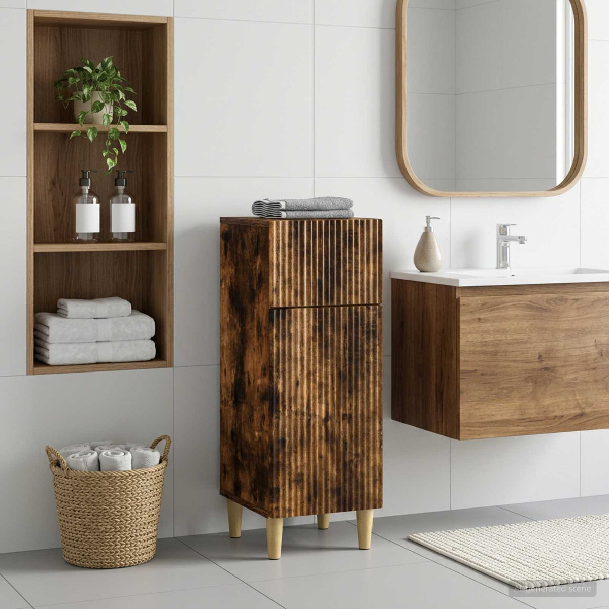 Bathroom Storage Cainet ARNHEM 30 x 31 x 80 cm Smoked oak