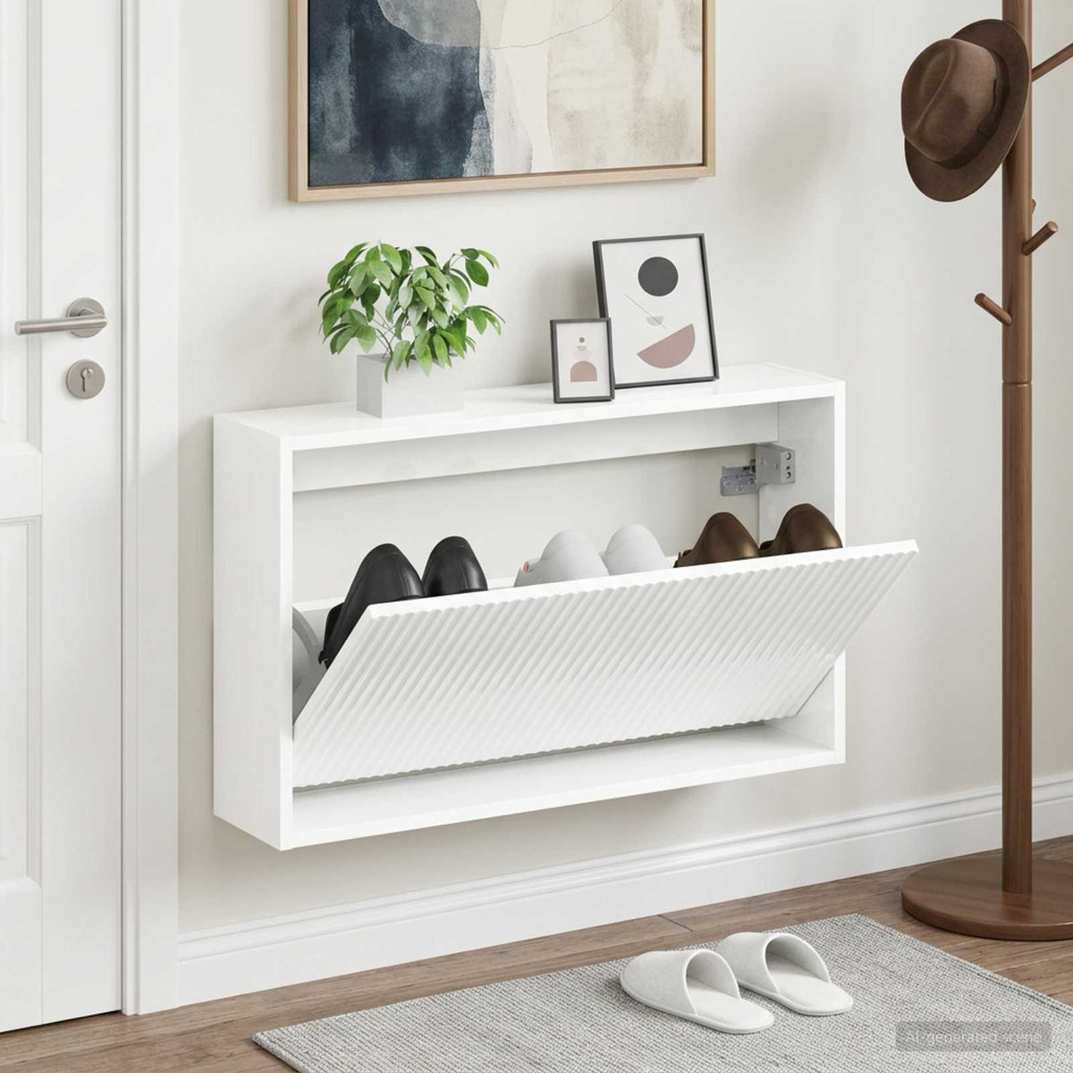 Wall-Mounted Shoe Cabinet ARNHEM 71 x 17 x 43 cm High gloss white