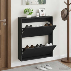 vidaXL Wall-Mounted Shoe Cabinet ARNHEM 71 x 17 x 86 cm Black 1