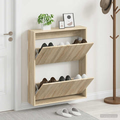 vidaXL Wall-Mounted Shoe Cabinet ARNHEM 71 x 17 x 86 cm Sonoma Oak 1