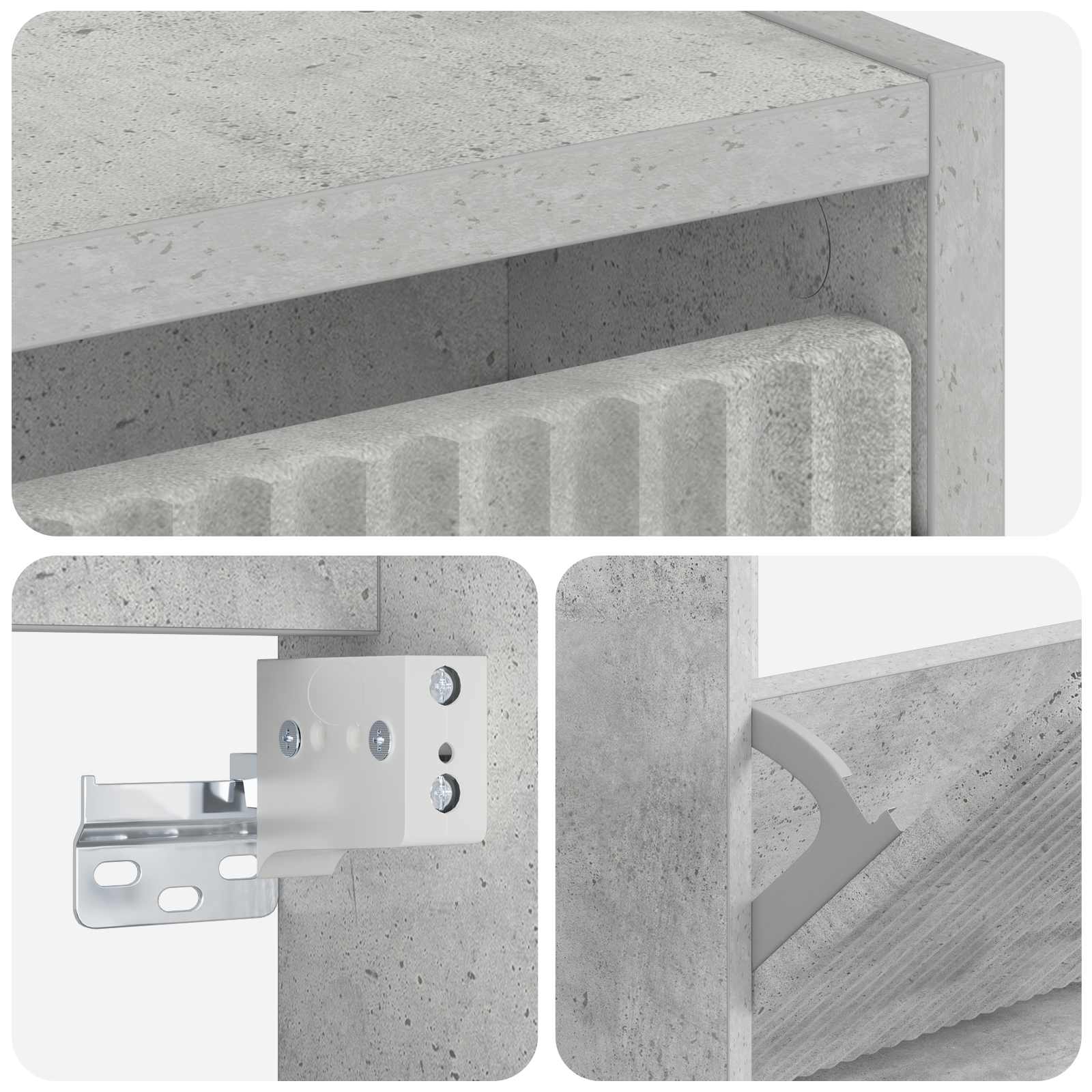 vidaXL Wall-Mounted Shoe Cabinet ARNHEM 71 x 17 x 86 cm Concrete Grey 6