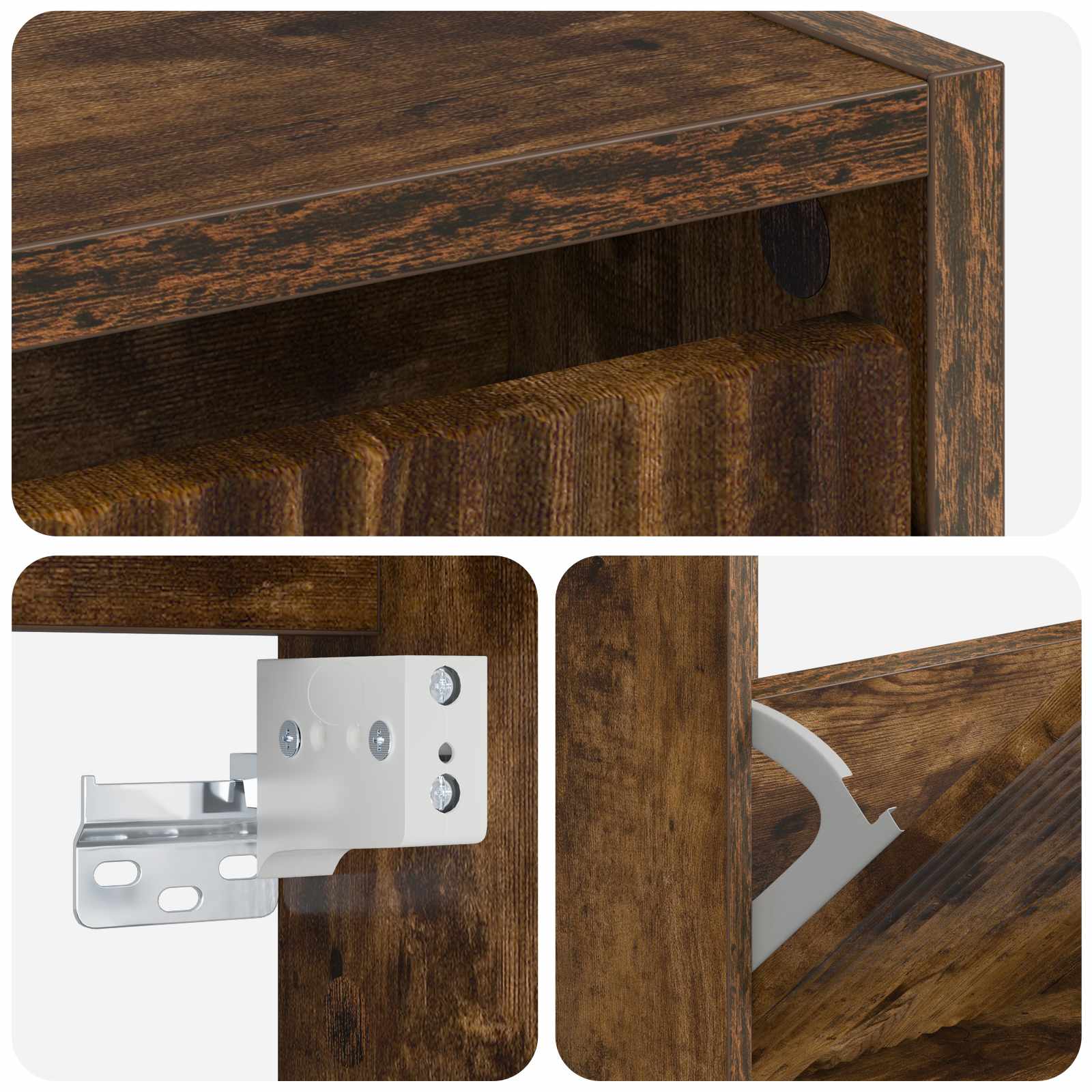 vidaXL Wall-Mounted Shoe Cabinet ARNHEM 71 x 17 x 86 cm Smoked Oak 6