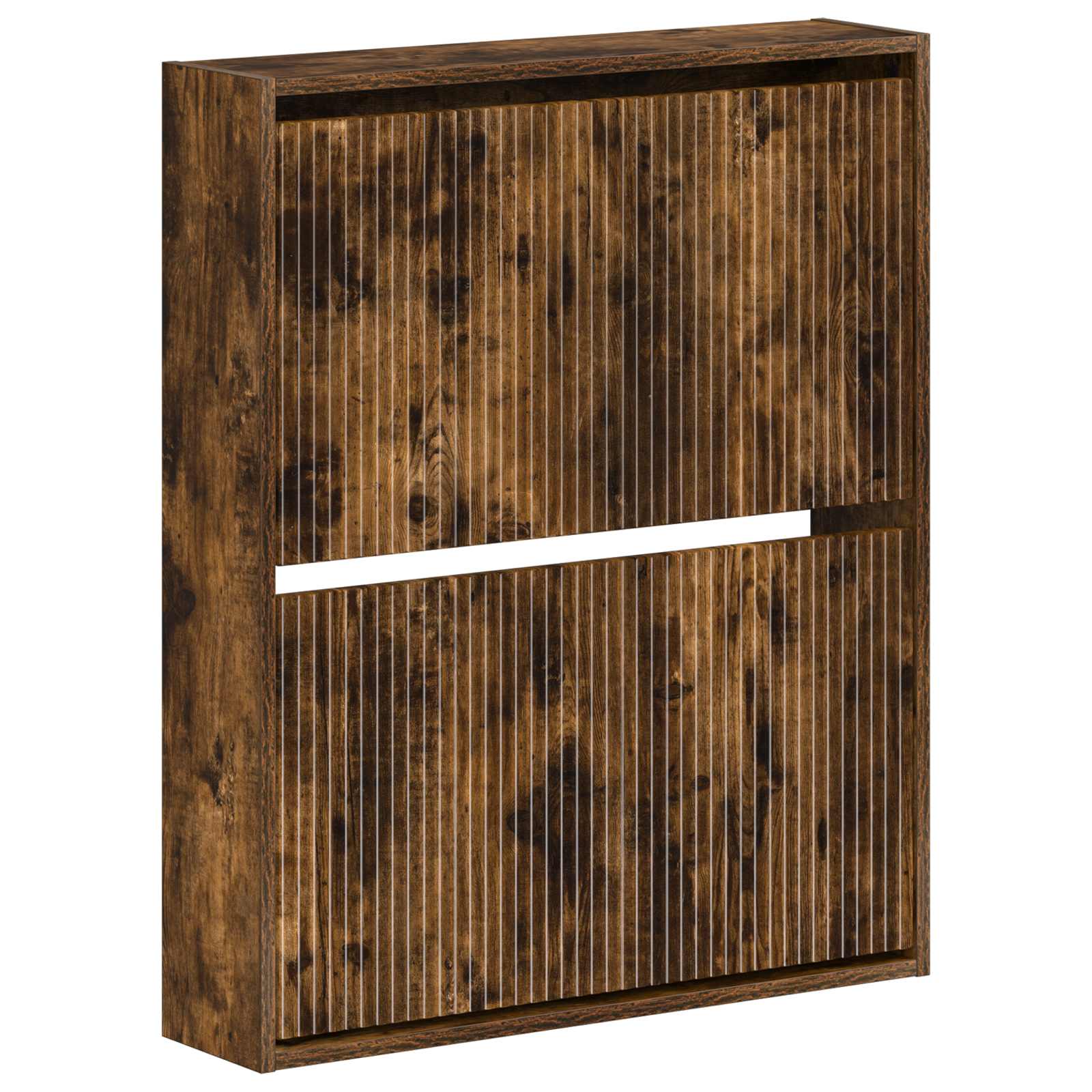 vidaXL Wall-Mounted Shoe Cabinet ARNHEM 71 x 17 x 86 cm Smoked Oak 2