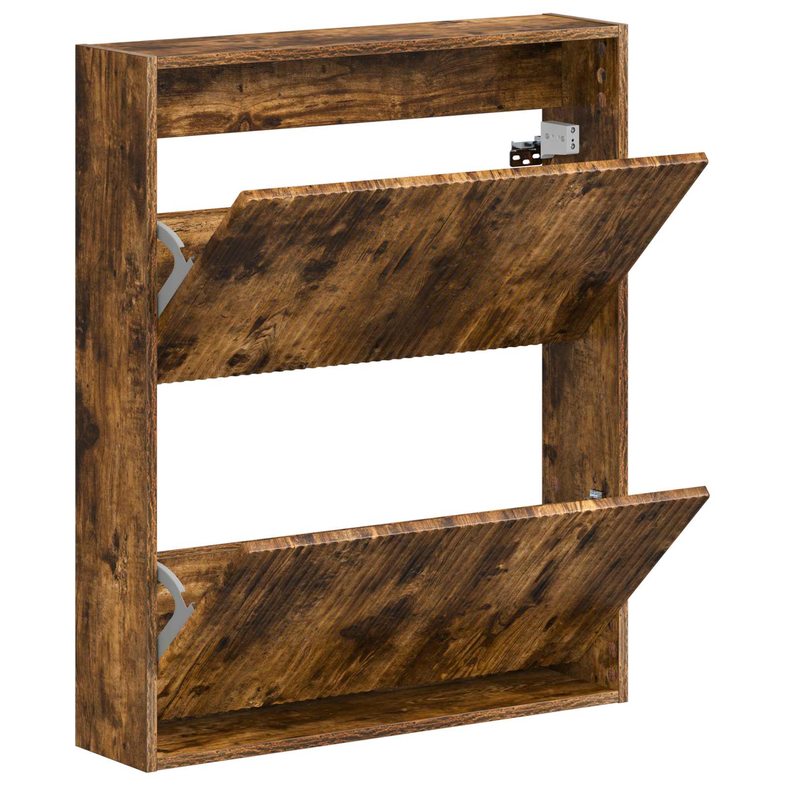 vidaXL Wall-Mounted Shoe Cabinet ARNHEM 71 x 17 x 86 cm Smoked Oak 3