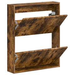 vidaXL Wall-Mounted Shoe Cabinet ARNHEM 71 x 17 x 86 cm Smoked Oak 3