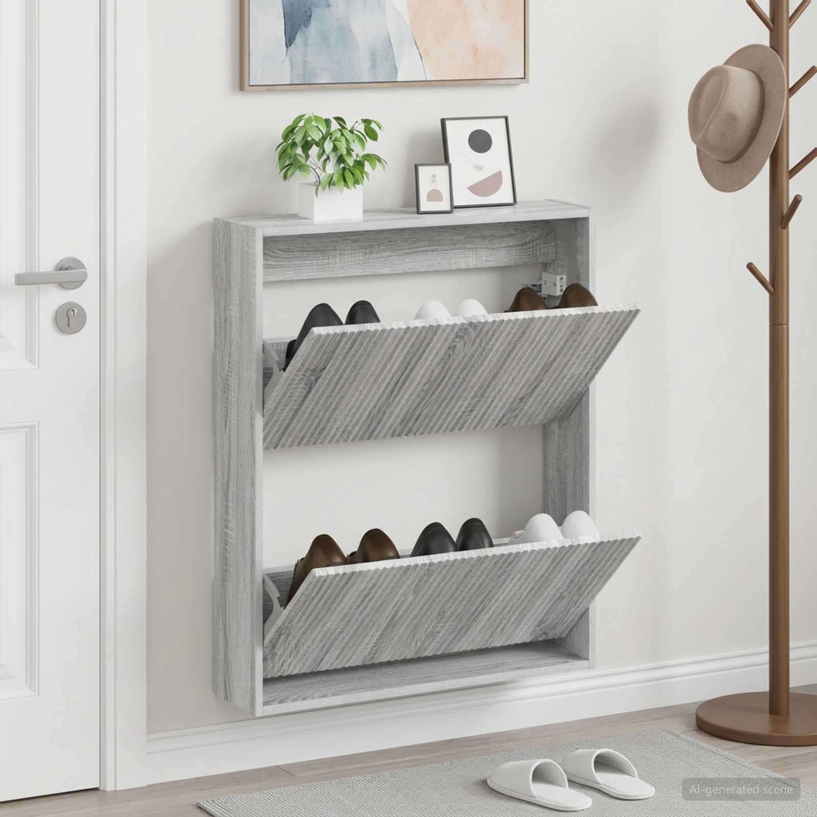 vidaXL Wall-Mounted Shoe Cabinet ARNHEM 71 x 17 x 86 cm Grey Sonoma 1
