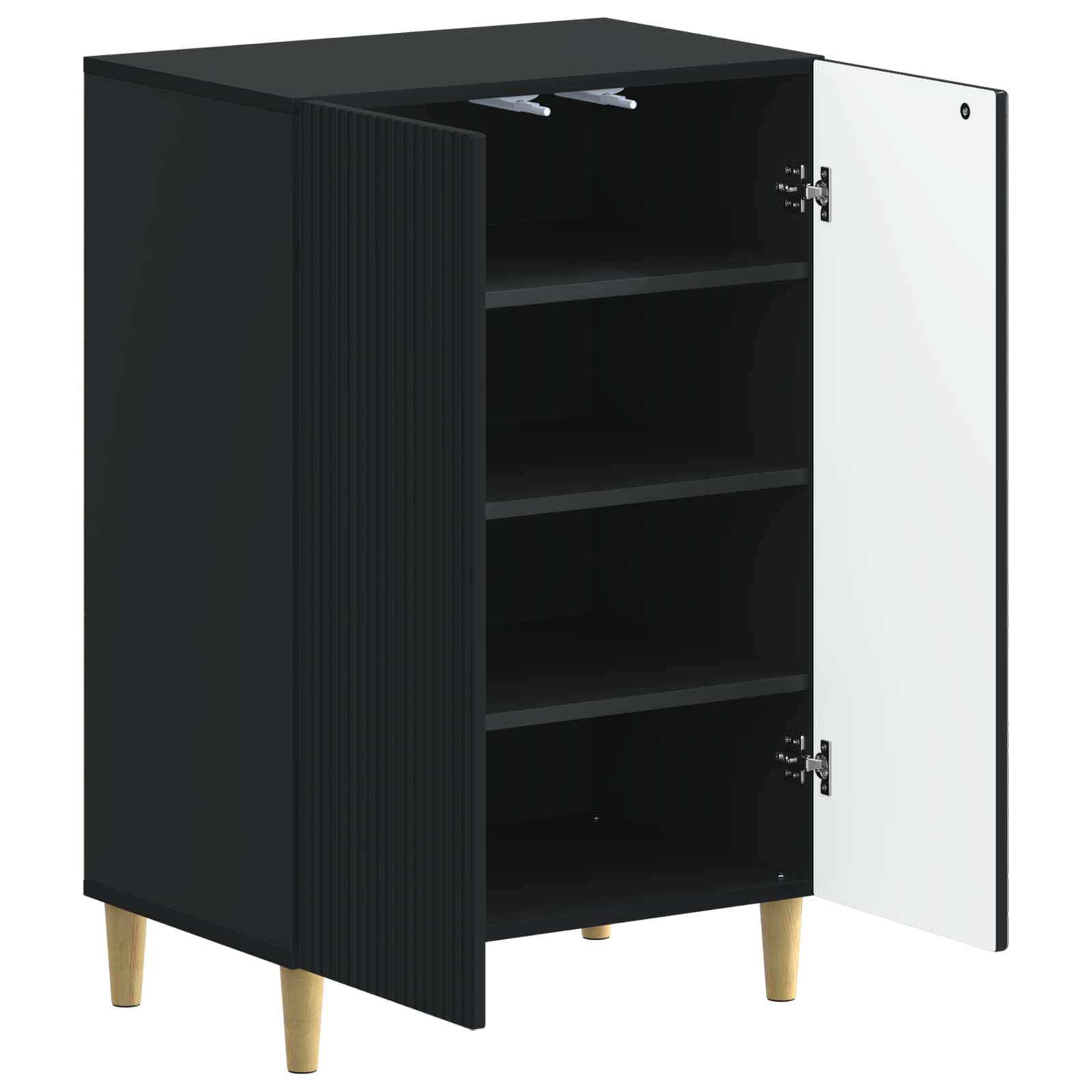 vidaXL Shoe Cabinet ARNHEM 59.5 x 39.5 x 90 cm Engineered Wood Black 3
