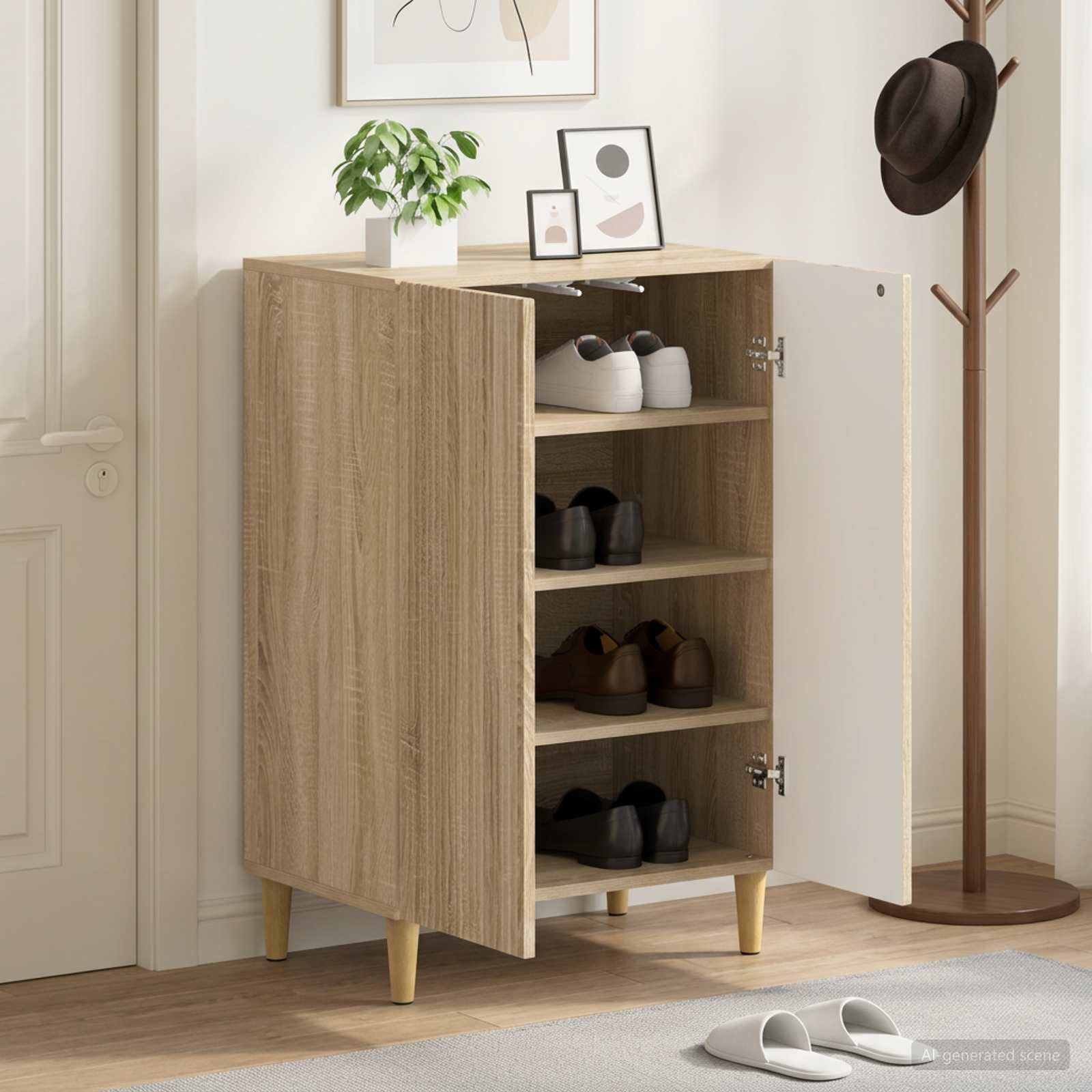 vidaXL Shoe Cabinet ARNHEM 59.5 x 39.5 x 90 cm Engineered Wood 1