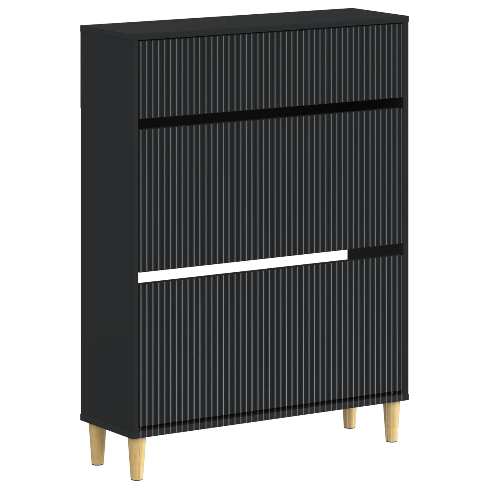 vidaXL Shoe Cabinet ARNHEM 78 x 24 x 103 cm Engineered Wood Black 2