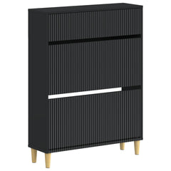 vidaXL Shoe Cabinet ARNHEM 78 x 24 x 103 cm Engineered Wood Black 2