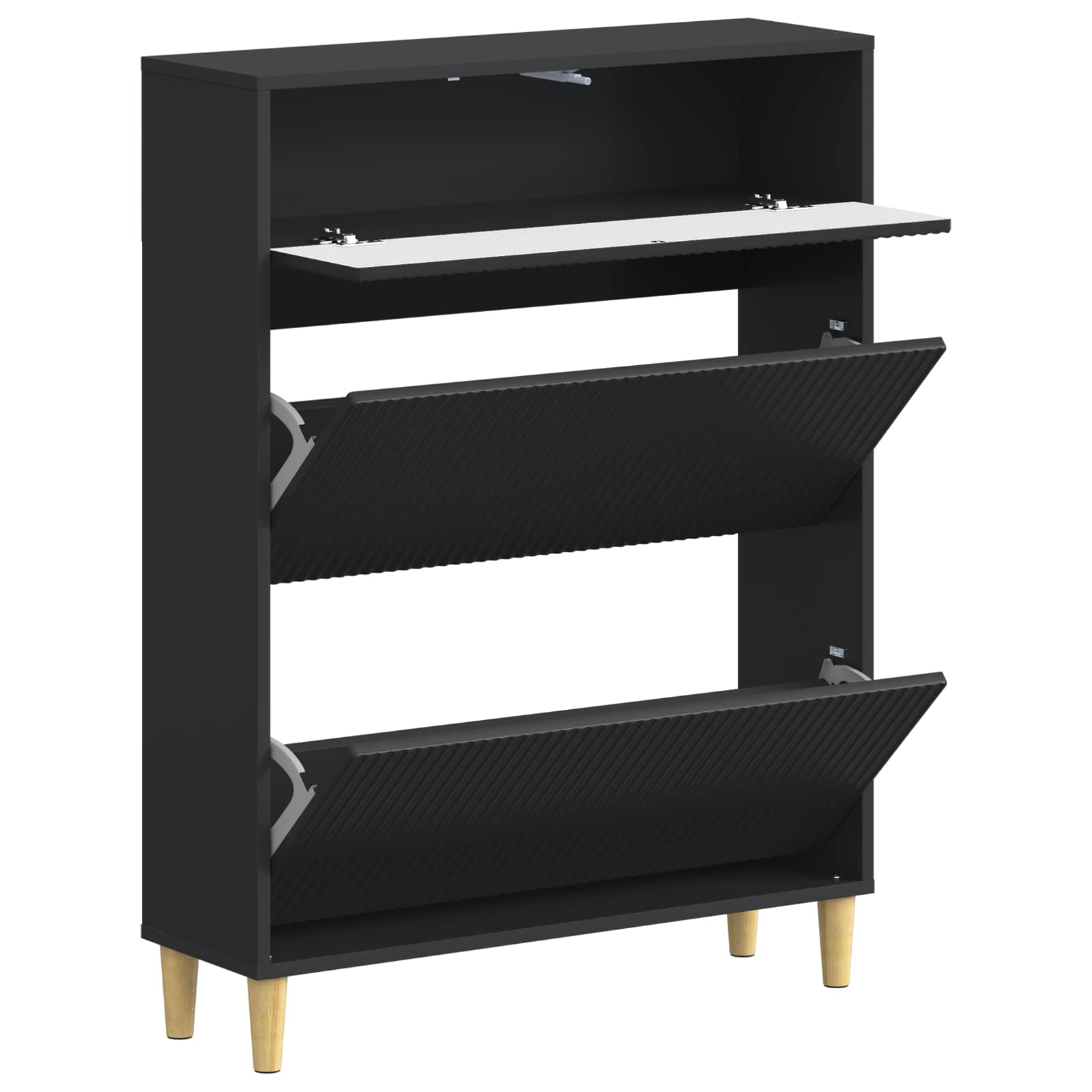 vidaXL Shoe Cabinet ARNHEM 78 x 24 x 103 cm Engineered Wood Black 3