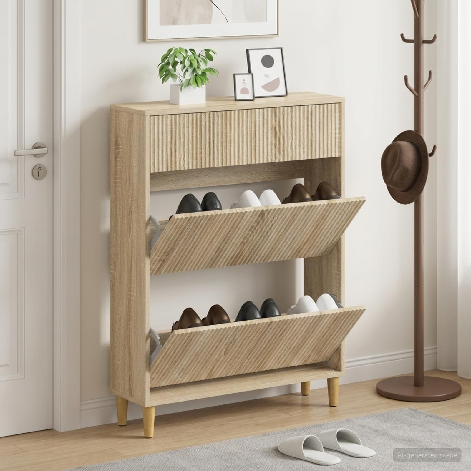 vidaXL Shoe Cabinet ARNHEM 78 x 24 x 103 cm Engineered Wood Sonoma Oak 1