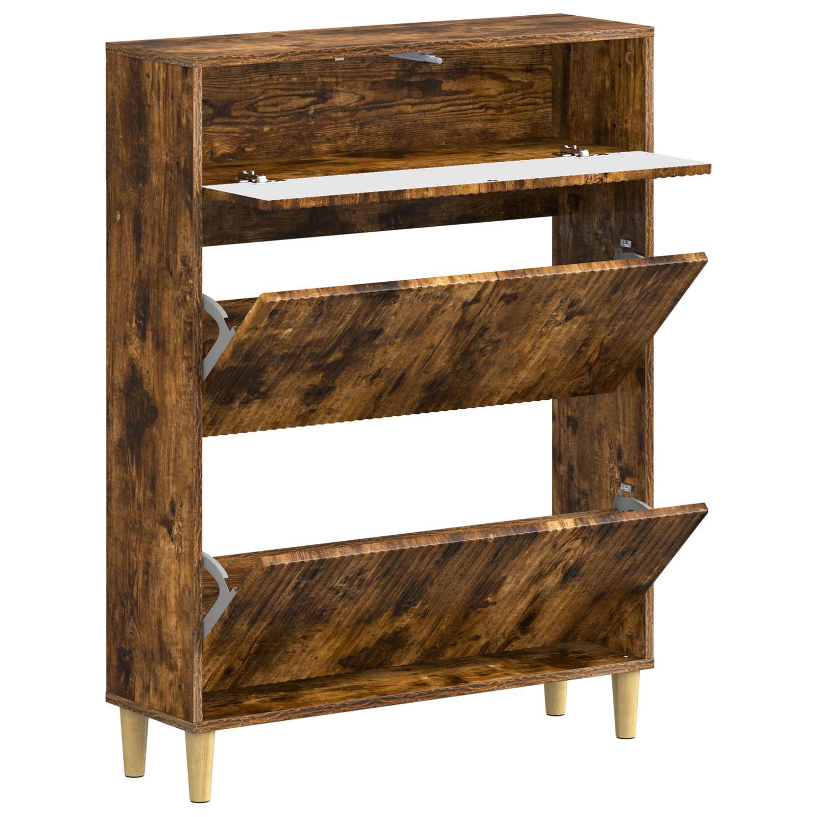 vidaXL Shoe Cabinet ARNHEM 78 x 24 x 103 cm Engineered Wood Smoked Oak 3