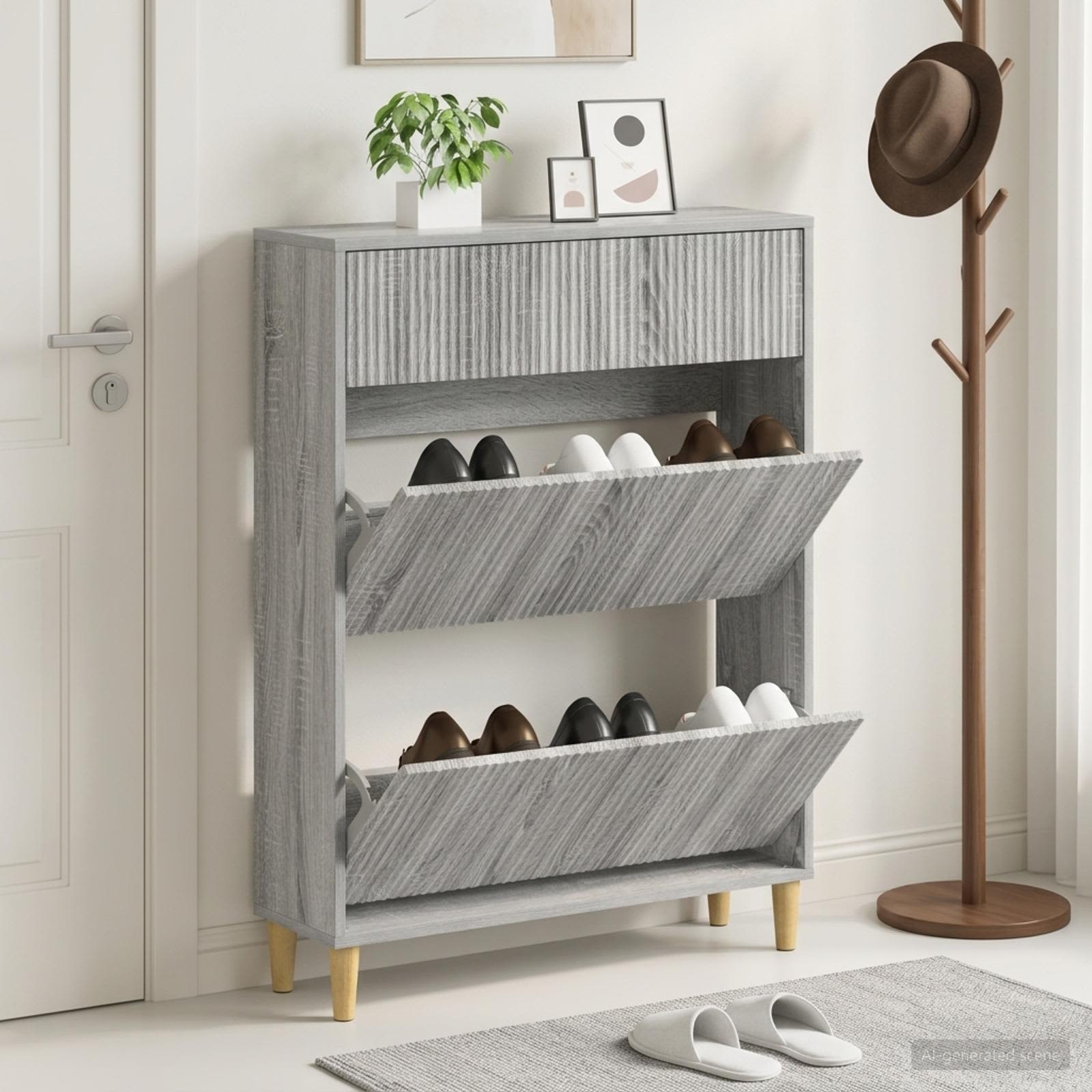 vidaXL Shoe Cabinet ARNHEM 78 x 24 x 103 cm Engineered Wood 1
