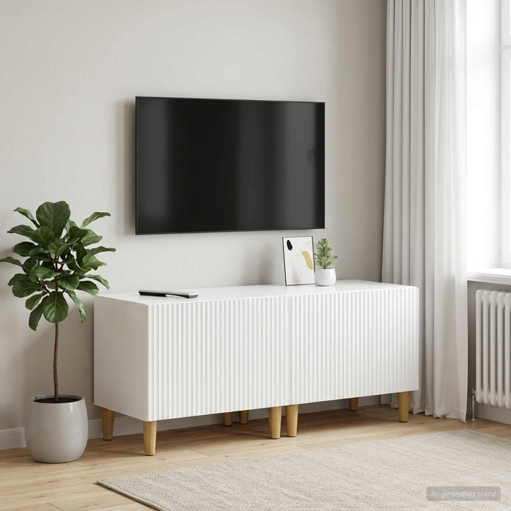 TV Cabinet Engineered Wood High gloss white