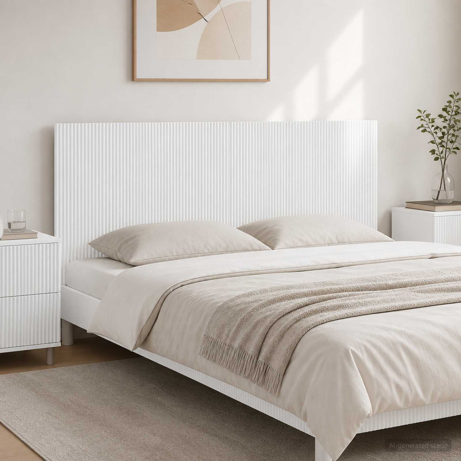 vidaXL Wall-Mounted Headboard ARNHEM High Gloss White Engineered Wood 1