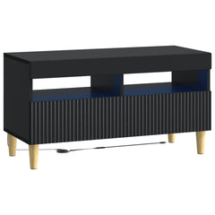 vidaXL LED TV Cabinet Black Engineered Wood 2