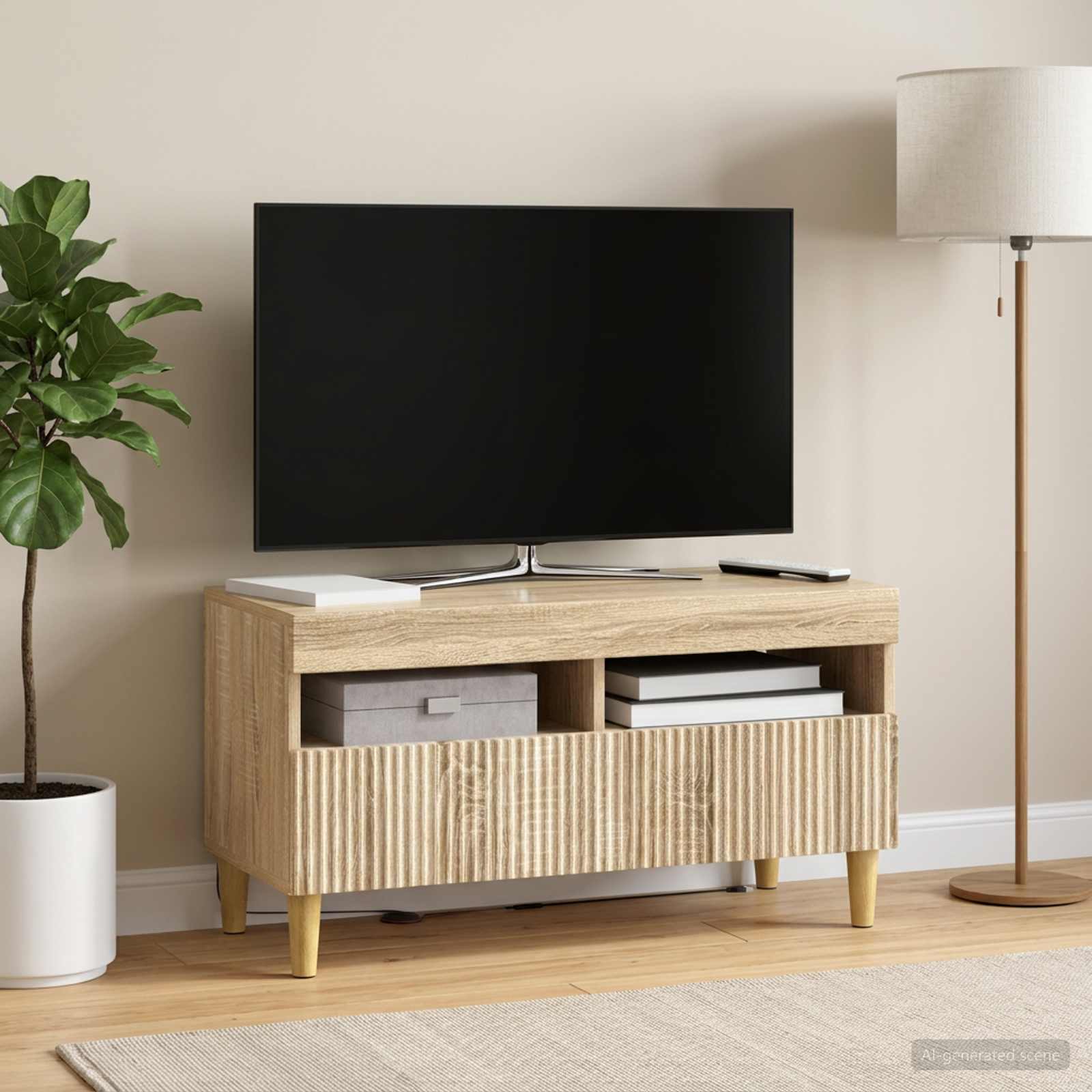 vidaXL LED TV Cabinet Sonoma Oak Engineered Wood 1