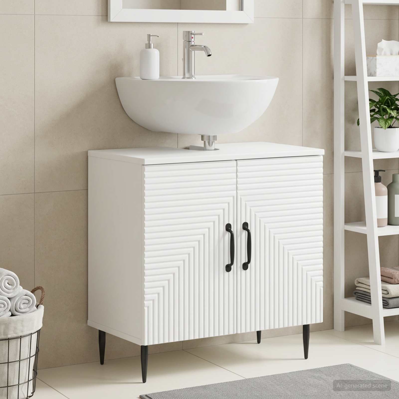 vidaXL Bathroom Sink Cabinet HAARLEM White 59.5 x 31.5x 59 cm 1