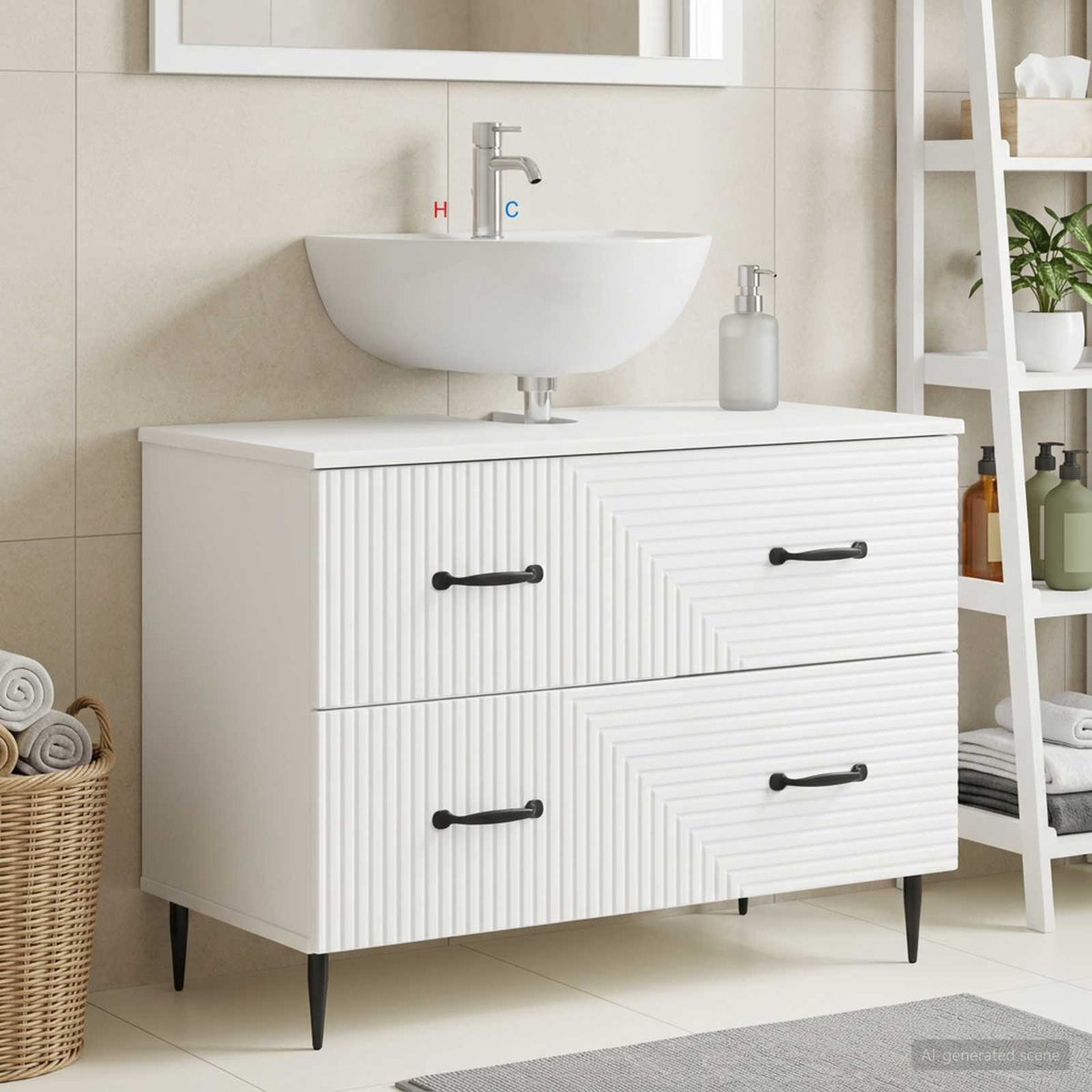 Bathroom Sink Cabinet HAARLEM 82 x 41x 58.5 cm White
