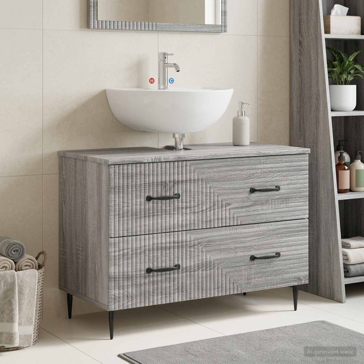 Bathroom Sink Cabinet HAARLEM 82 x 41x 58.5 cm Grey sonoma
