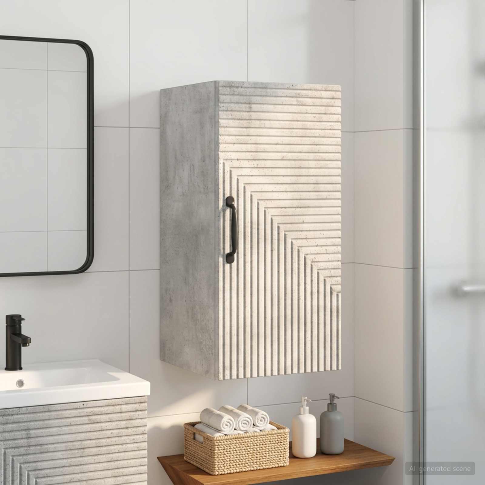 vidaXL Bathroom Wall Cabinet HAARLEM Concrete Grey 30 x 31 x 59 cm 1