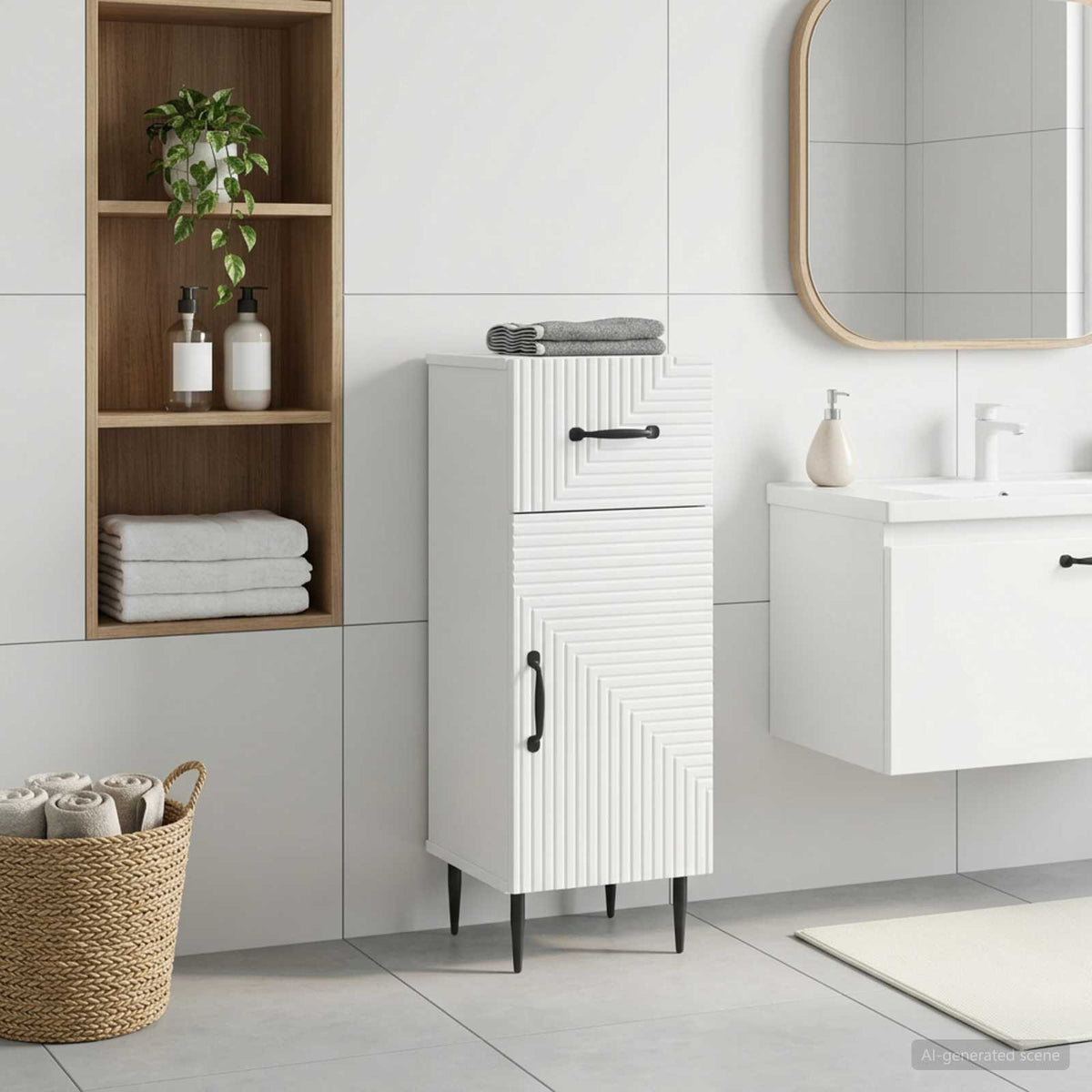 Bathroom Storage Cainet HAARLEM 30 x 31 x 80 cm White