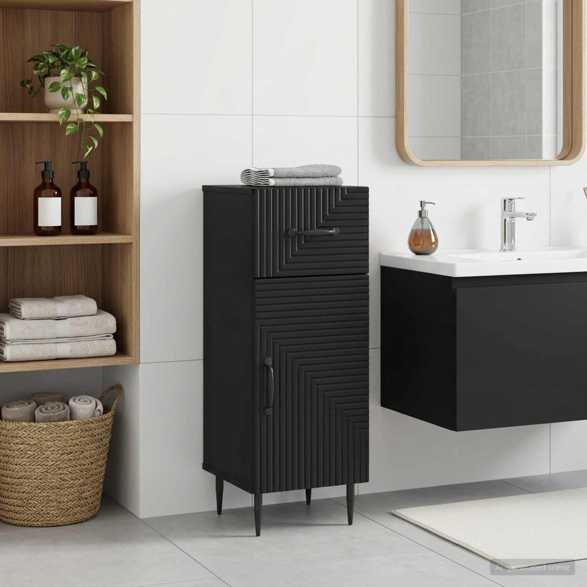 Bathroom Storage Cainet HAARLEM 30 x 31 x 80 cm Black