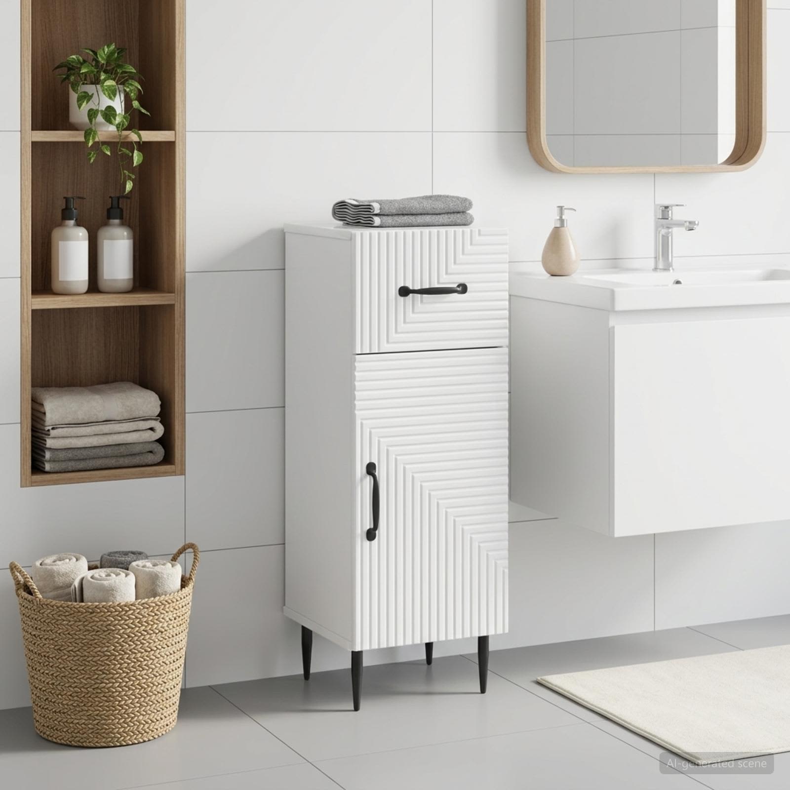 vidaXL Bathroom Storage Cainet HAARLEM High Gloss White 1