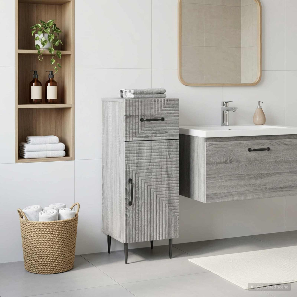 Bathroom Storage Cainet HAARLEM 30 x 31 x 80 cm Grey sonoma