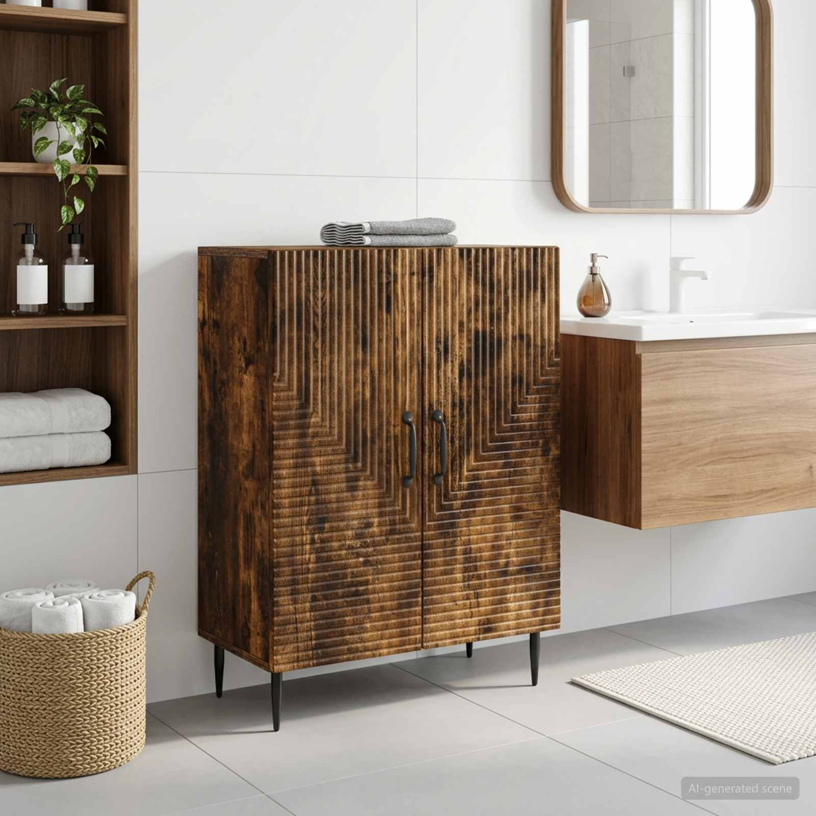 vidaXL Bathroom Storage Cainet HAARLEM Smoked Oak 59.5 x 31 x 80 cm 1