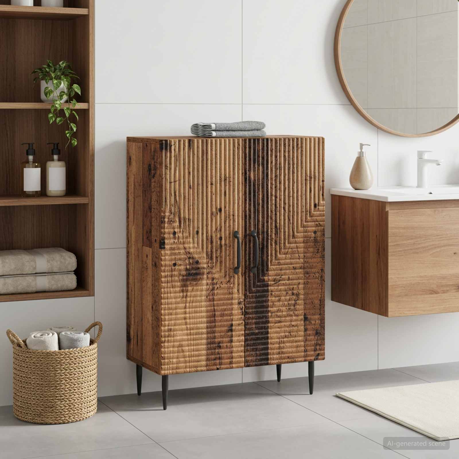 vidaXL Bathroom Storage Cainet HAARLEM Old Wood 59.5 x 31 x 80 cm 1