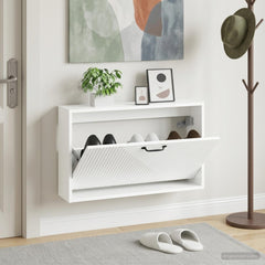 Wall-Mounted Shoe Cabinet HAARLEM 71 x 17 x 43 cm High gloss white