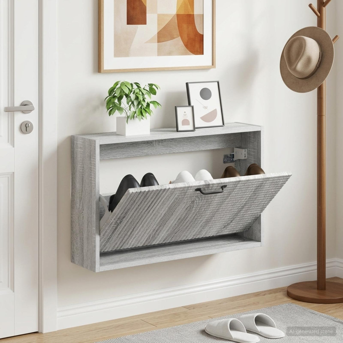 Wall-Mounted Shoe Cabinet HAARLEM 71 x 17 x 43 cm Grey sonoma