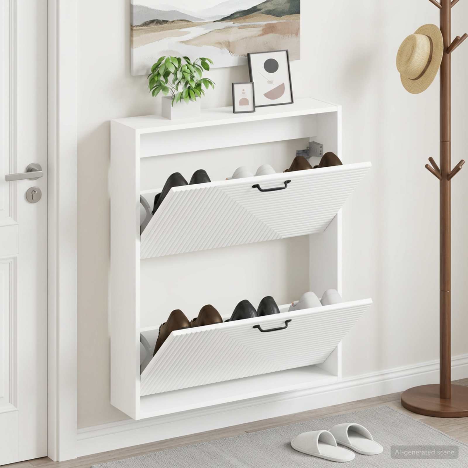 vidaXL Wall-Mounted Shoe Cabinet HAARLEM 71 x 17 x 86 cm White 1