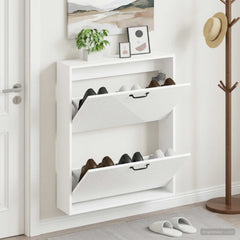 vidaXL Wall-Mounted Shoe Cabinet HAARLEM 71 x 17 x 86 cm White 1