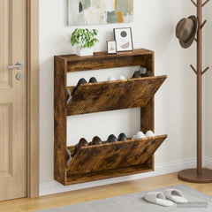 vidaXL Wall-Mounted Shoe Cabinet HAARLEM 71 x 17 x 86 cm Smoked Oak 1